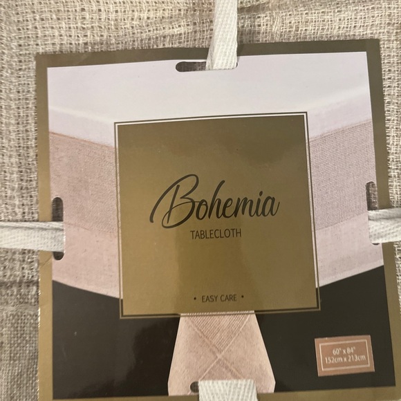 Bohemia Textured Tablecloth 60”x84” – Neutral Beige, Cotton Blend - Picture 8 of 10